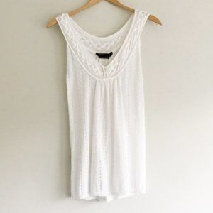 BCBG Lightweight Cotton Pointelle Sleeveless Top